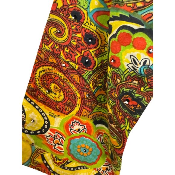 Julia Ku Womens Floral Paisley Jacket M Multicolor Cotton Lightweight India - Picture 6 of 6